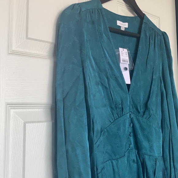 TOPSHOP | Jacquard Plunge Button Mini Dress Sz US 6 - Picture 5 of 8